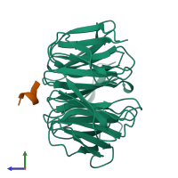 PDB entry 4j73 coloured by chain, side view.