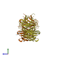 PDB entry 4j77 coloured by chain, side view.