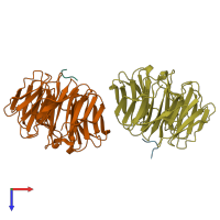 PDB entry 4j77 coloured by chain, top view.