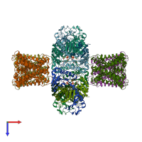 PDB entry 4j7c coloured by chain, top view.