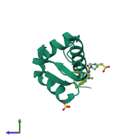 PDB entry 4j7e coloured by chain, side view.