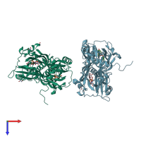 PDB entry 4j7h coloured by chain, top view.