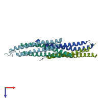 PDB entry 4j7k coloured by chain, top view.