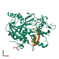 PDB entry 4j7l coloured by chain, front view.