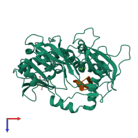 PDB entry 4j7l coloured by chain, top view.