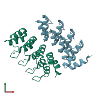 PDB entry 4j7w coloured by chain, front view.