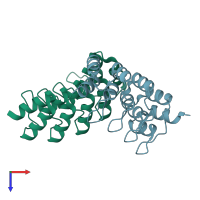 PDB entry 4j7w coloured by chain, top view.