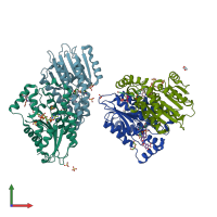 PDB entry 4j7x coloured by chain, front view.