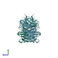 PDB entry 4j82 coloured by chain, side view.