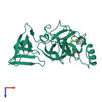 PDB entry 4j83 coloured by chain, top view.