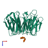 Hetero dimeric assembly 2 of PDB entry 4j86 coloured by chemically distinct molecules, top view.