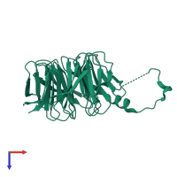 PDB entry 4j87 coloured by chain, top view.