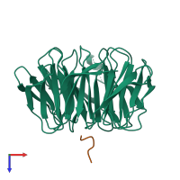 PDB entry 4j8b coloured by chain, top view.