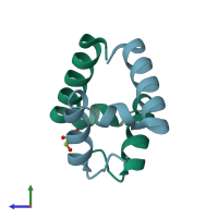 PDB entry 4j8c coloured by chain, side view.