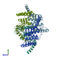PDB entry 4j8d coloured by chain, side view.