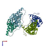 PDB entry 4j8d coloured by chain, top view.