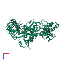 PDB entry 4j8f coloured by chain, top view.