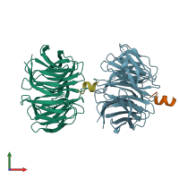 PDB entry 4j8g coloured by chain, front view.