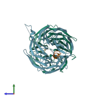PDB entry 4j8g coloured by chain, side view.