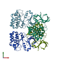 PDB entry 4j8n coloured by chain, front view.