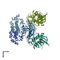 PDB entry 4j8n coloured by chain, top view.