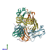 PDB entry 4j8r coloured by chain, side view.