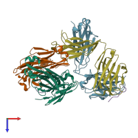 PDB entry 4j8r coloured by chain, top view.
