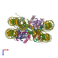 PDB entry 4j8w coloured by chain, top view.