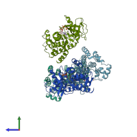PDB entry 4j97 coloured by chain, side view.
