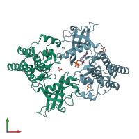 PDB entry 4j98 coloured by chain, front view.