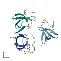 PDB 4j9f coloured by chain and viewed from the front.