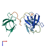 PDB entry 4j9g coloured by chain, top view.