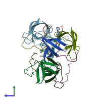 PDB entry 4j9h coloured by chain, side view.