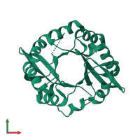 PDB entry 4j9j coloured by chain, front view.