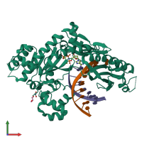 PDB entry 4j9o coloured by chain, front view.