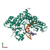 PDB entry 4j9s coloured by chain, front view.