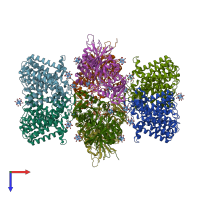 PDB entry 4j9u coloured by chain, top view.
