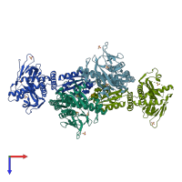 PDB entry 4ja0 coloured by chain, top view.