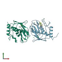 PDB entry 4ja1 coloured by chain, front view.