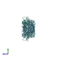 PDB entry 4ja3 coloured by chain, side view.