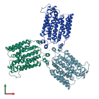 PDB entry 4ja4 coloured by chain, front view.