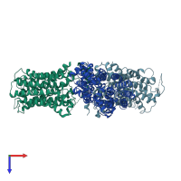 PDB entry 4ja4 coloured by chain, top view.