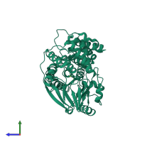 PDB entry 4ja7 coloured by chain, side view.