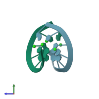PDB entry 4jab coloured by chain, side view.