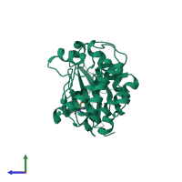 PDB entry 4jaj coloured by chain, side view.