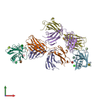 PDB entry 4jan coloured by chain, front view.