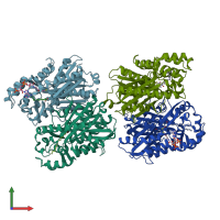 PDB entry 4jap coloured by chain, front view.