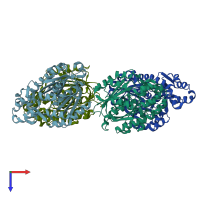 PDB entry 4jar coloured by chain, top view.