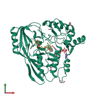 PDB entry 4jb1 coloured by chain, front view.