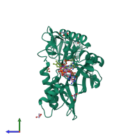 PDB entry 4jb1 coloured by chain, side view.